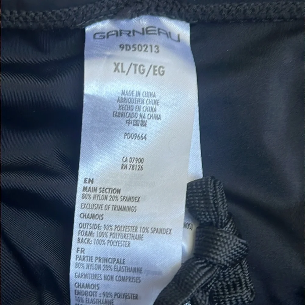 Garneau Gel Black Spandex Riding Cycling Shorts, size XL 🗝️